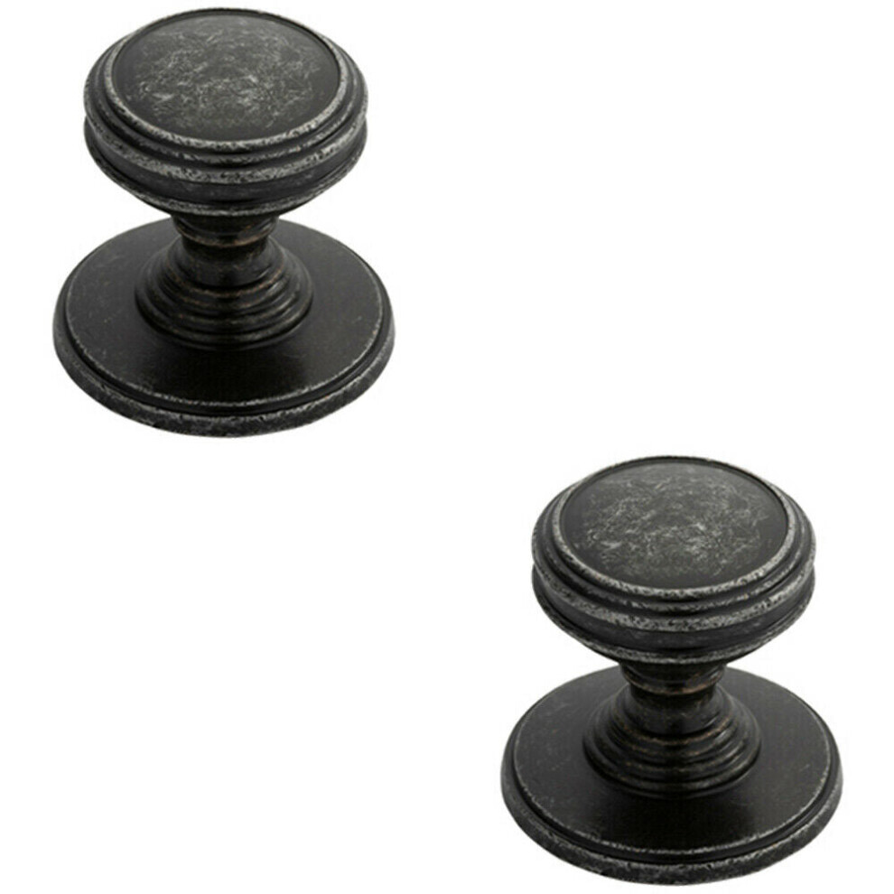 Loops 2X Ringed Tiered Cupboard Door Knob 25Mm Diameter Pewter Cabinet Handle
