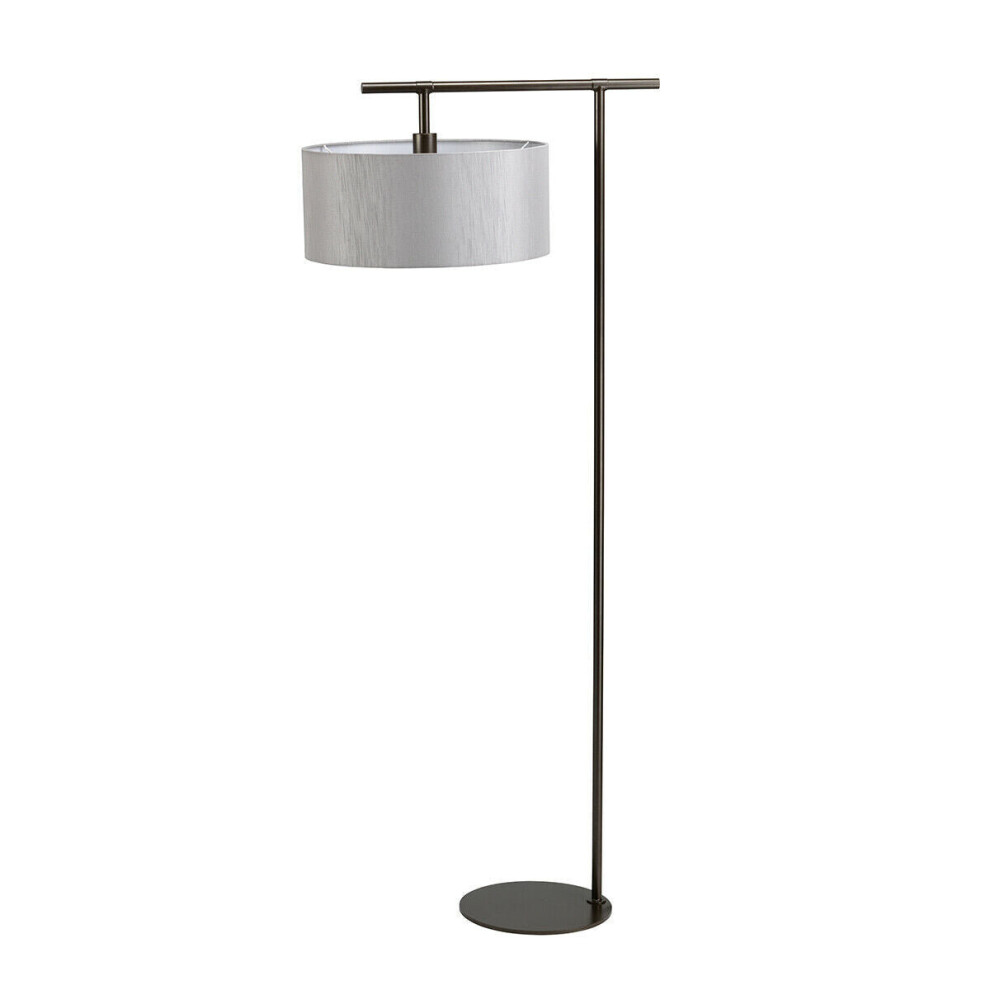 Loops Floor Lamp Painted Dark Brown Grey Cylinder Shade Dark Brown Led E27 60W Bulb