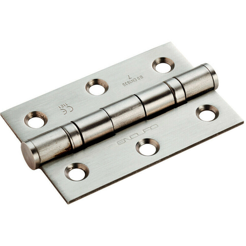 PAIR 76 x 51 x 2mm 7 Ball Bearing Hinge Satin Stainless Steel Interior Door