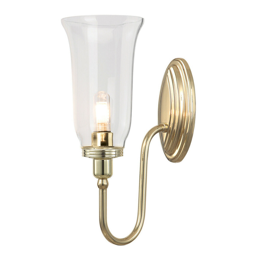 Loops Ip44 Tall Flute Style Glass Cup Highly Polished Brass Led G9 3.5W