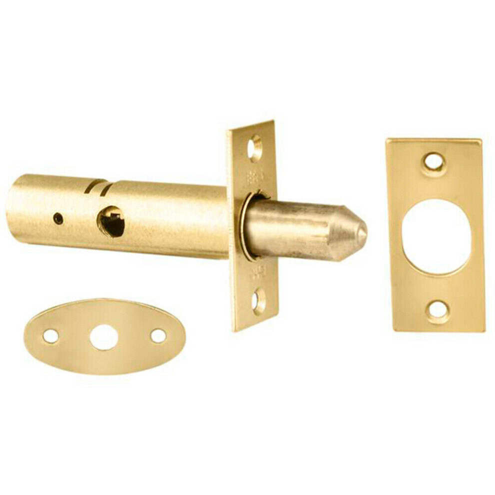 60mm Security Door Rack Bolt 32mm Fixing Centres Electro Brassed Door Latch