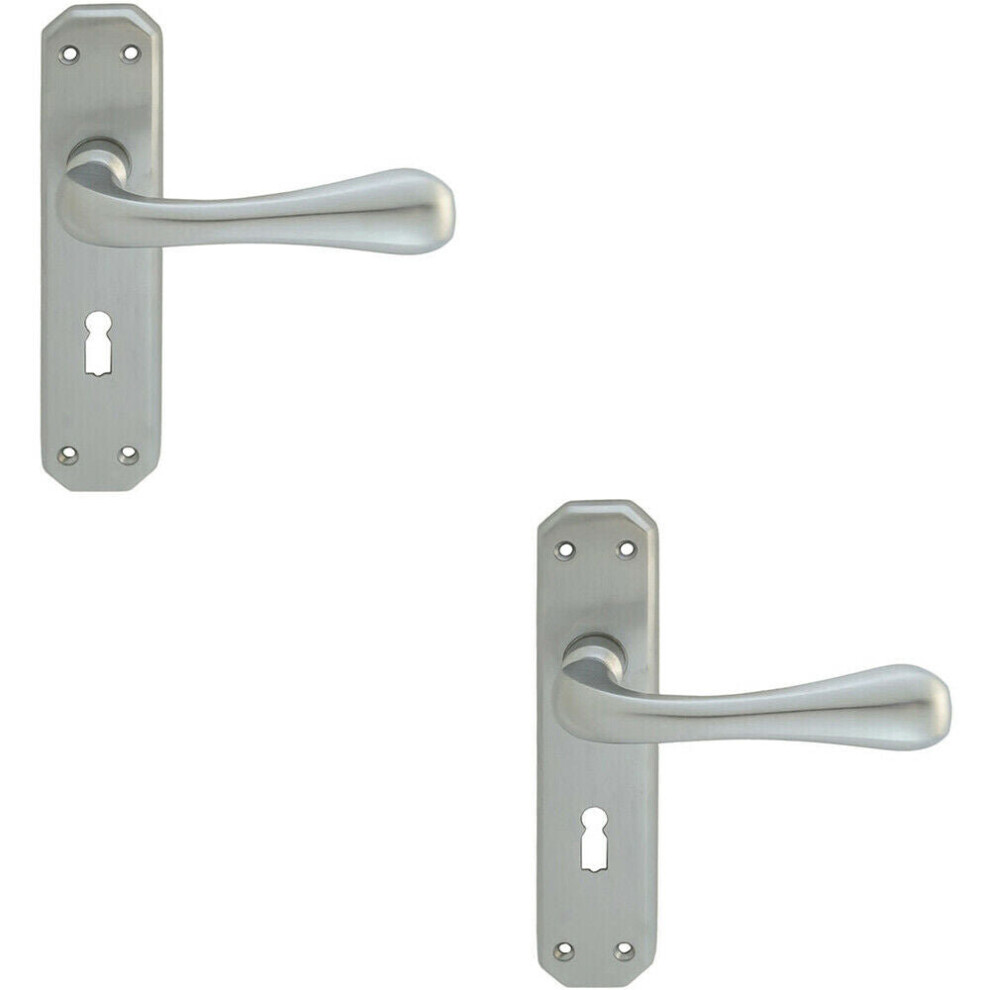 Loops 2X Pair Heavy Duty Handle On Angular Lock Backplate 180 X 40Mm Satin Chrome