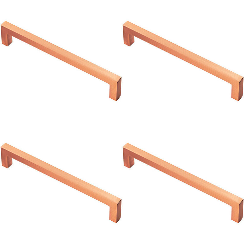 Loops 4X Square Block Pull Handle 170 X 10Mm 160Mm Fixing Centres Satin Copper