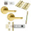 Loops Door Handle & Latch Pack Brass Victorian Scroll Straight Screwless Round Rose 1