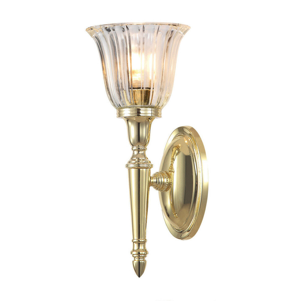 Loops Ip44 Wall Light Tulip Shaped Glass Led Included Polished Brass Led G9 3.5W