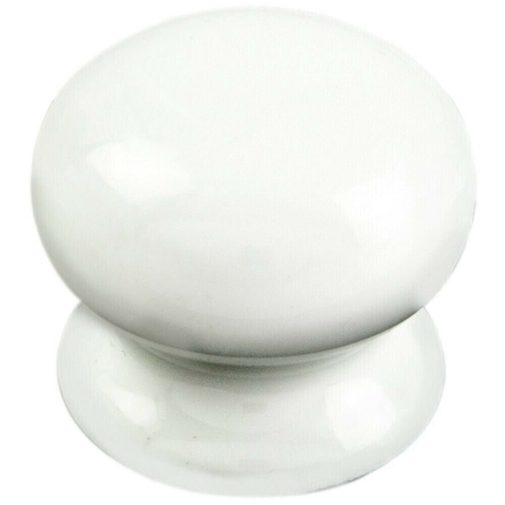 Round Porcelain Cupboard Door Knob 43mm Diameter White Antique Cabinet Handle