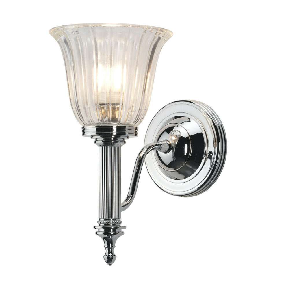 Loops Ip44 Wall Ribbed Clear Glass Polished Chrome Led G9 3.5W Light