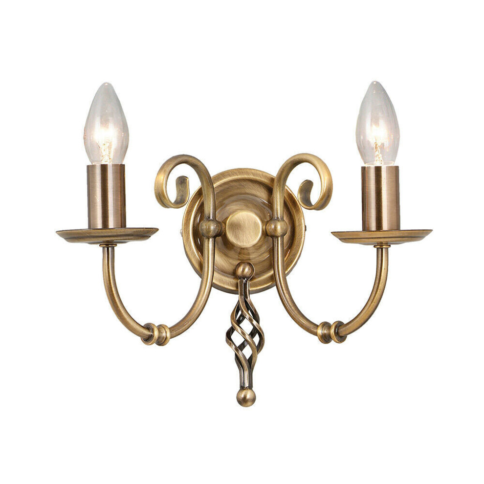 Twin Wall Light Artisan Knot Twist Detail Aged Brass LED E14 60W