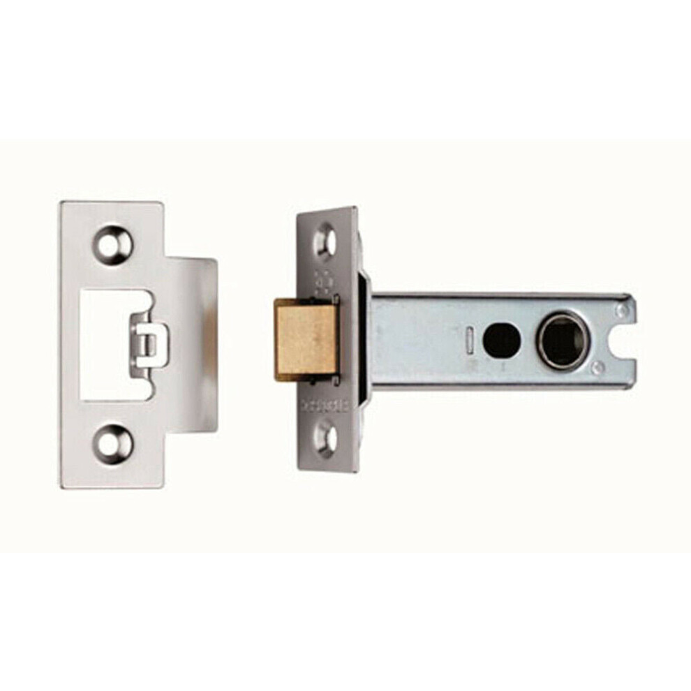 76Mm Heavy Sprung Tubular Door Latch 8Mm Follower Square Forend Satin Chrome 5056492564198