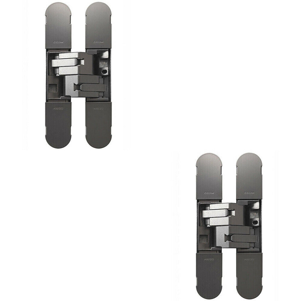 2x 134 x 24mm Concealed Medium Duty Hinge Fits Unrebated Doors Matt Nickel