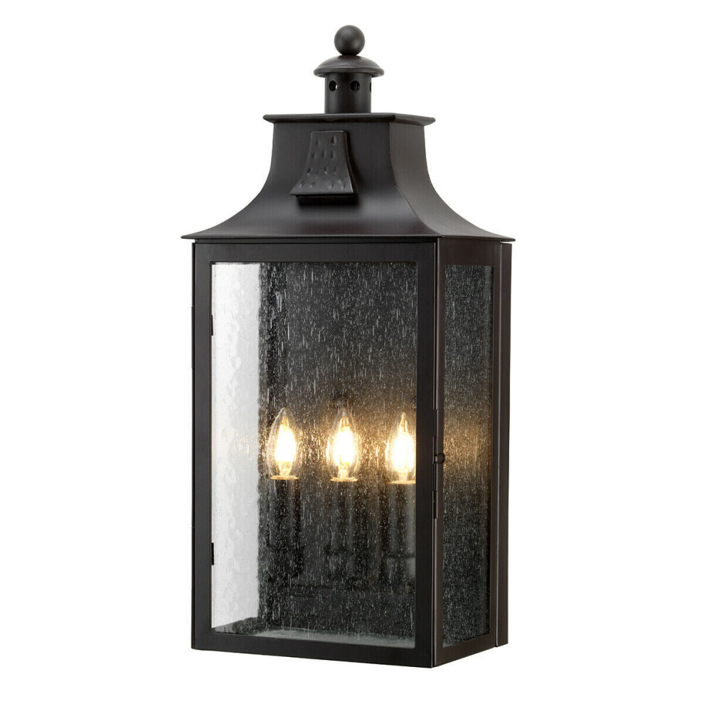 Outdoor IP44 3 Bulb Wall Light Wrought Iron Old Bronze LED E14 60W
