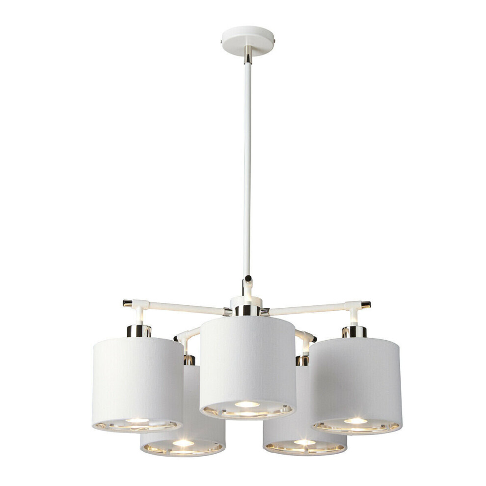 Loops 5 Bulb Chandelier Highly Polished Nickel Led E27 40W Light/White