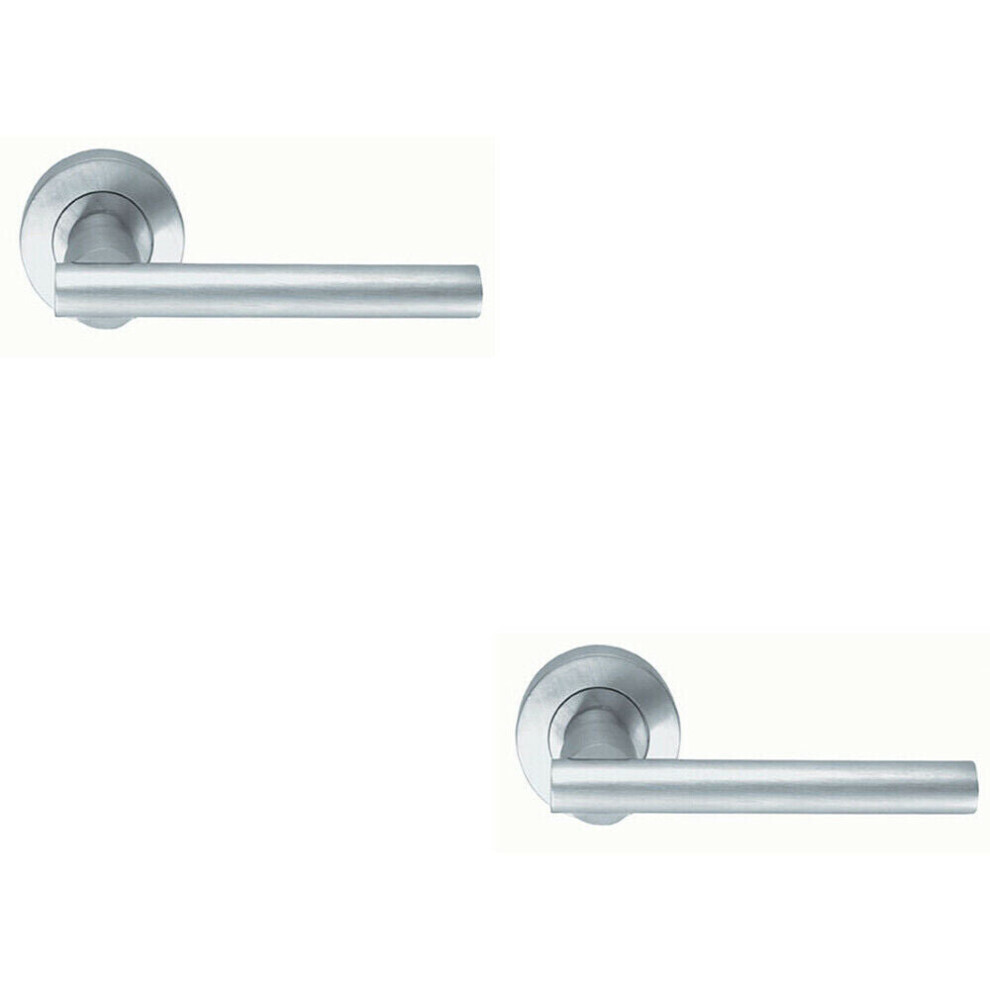 Loops 2X Pair Round Recessed Bar Handle On Round Rose Concealed Fix Satin Chrome