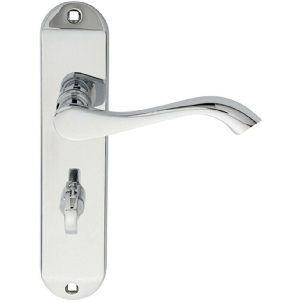 PAIR Curved Lever on Chamfered Bathroom Backplate 180 x 40mm Polished Chrome