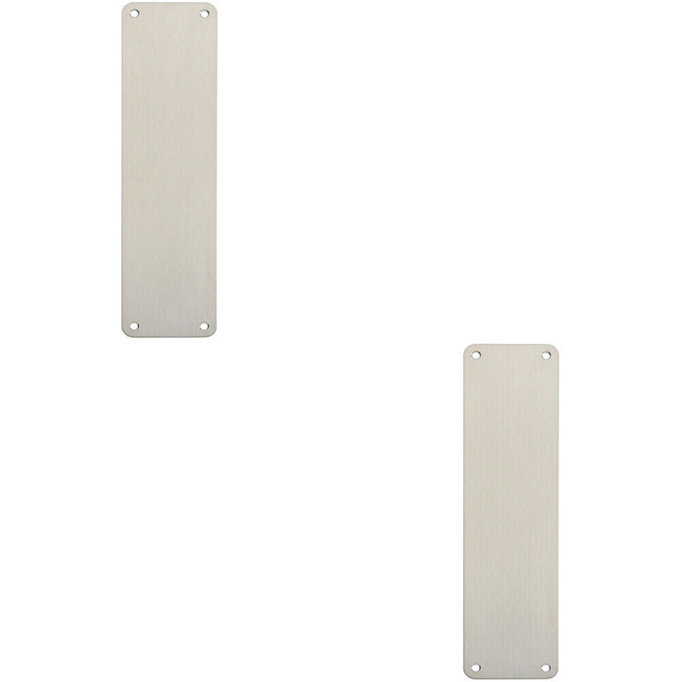 2x Plain Door Finger Plate 300 x 75mm Satin Stainless Steel Push Plate