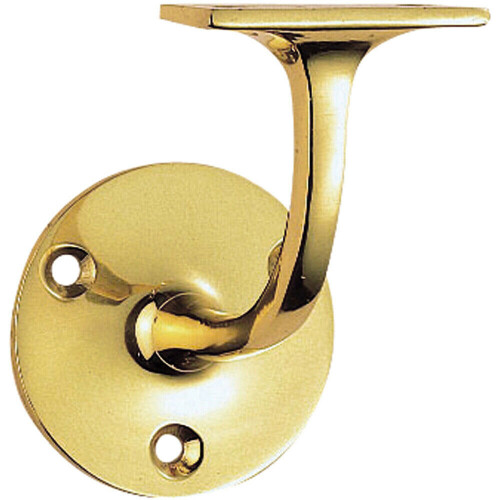 Loops Lightweight Handrail Bannister Bracket 72mm Projection Polished Brass