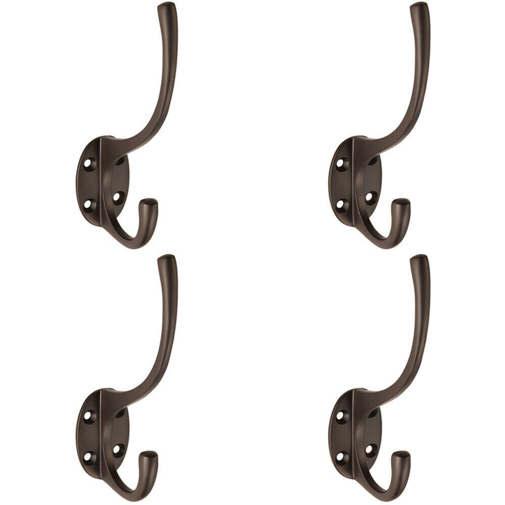 4x Victorian Hat & Coat Hook on Oval Backplate 64mm Projection Matt Bronze