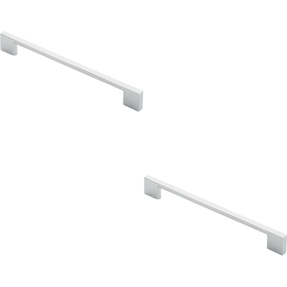 2X Slim D Shape Pull Handle 220 X 8.5Mm 192Mm Fixing Centres Polished Chrome