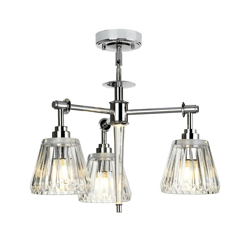 IP 44 3Bulb Ceiling Pendant Light Fitting Polished Chrome LED G9 3.5W