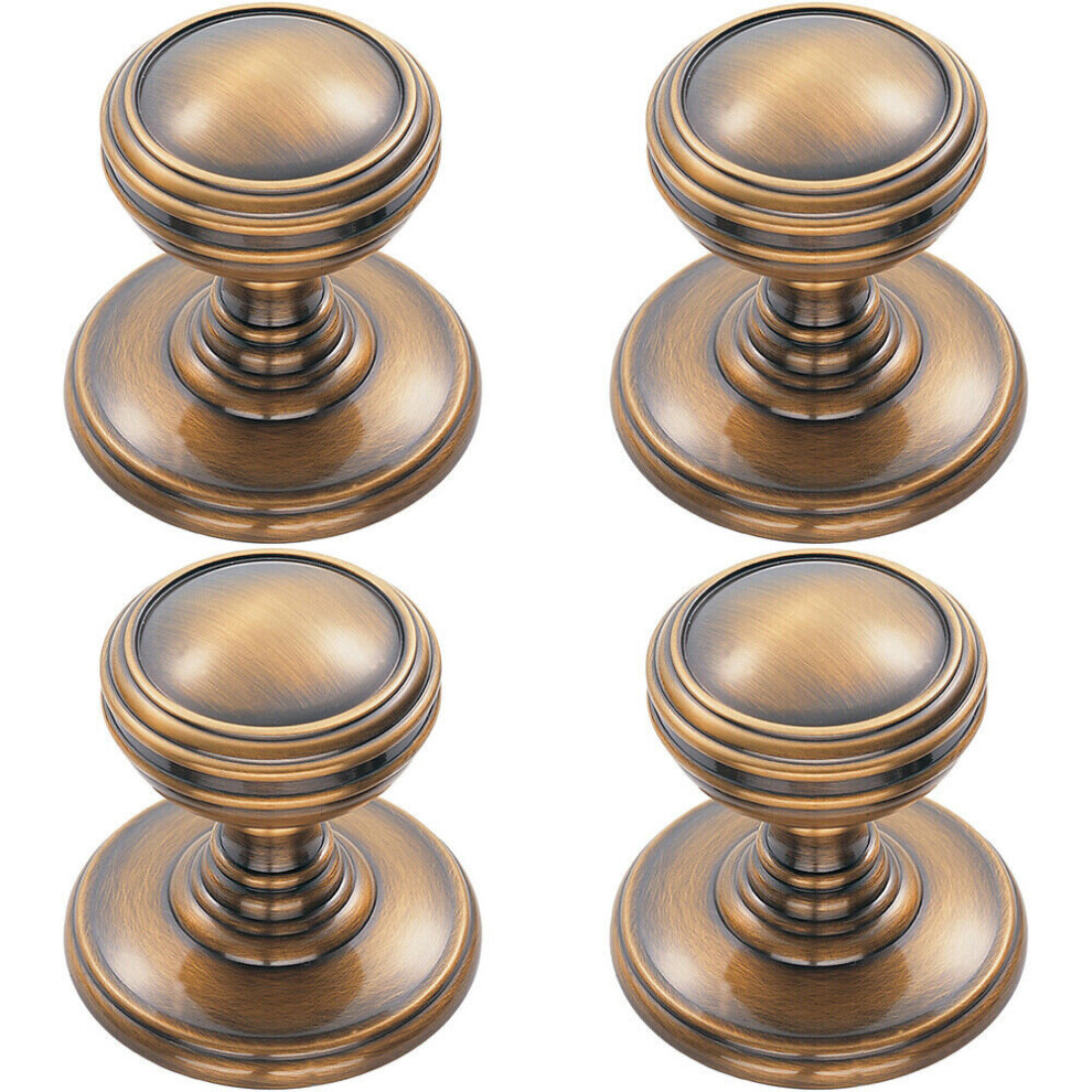 Loops 4X Ringed Tiered Cupboard Door Knob 25Mm Diameter Cabinet Handle Bronze