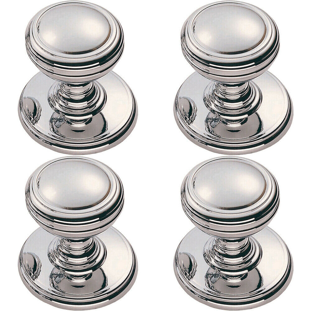 4x Ringed Tiered Cupboard Door Knob 25mm Diameter Polished Chrome Cabinet Handle