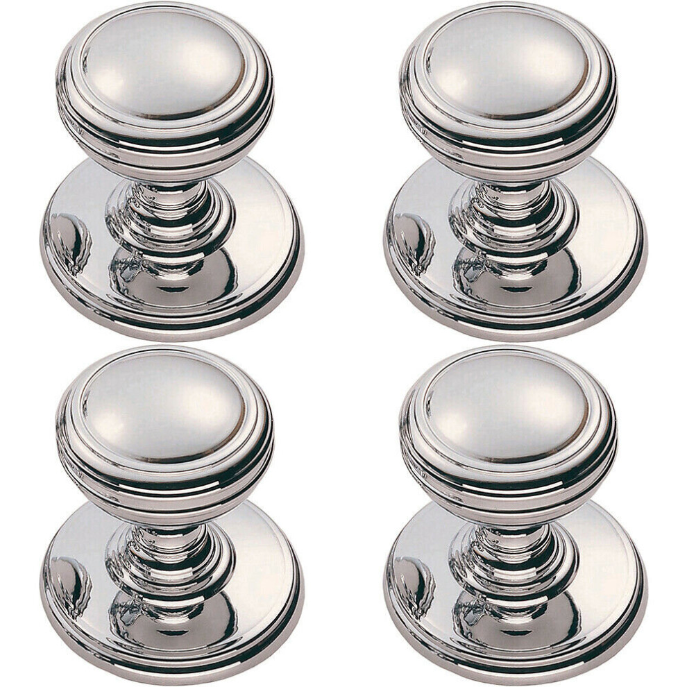 4X Ringed Tiered Cupboard Door Knob 25Mm Diameter Polished Chrome Cabinet Handle 5056524202739