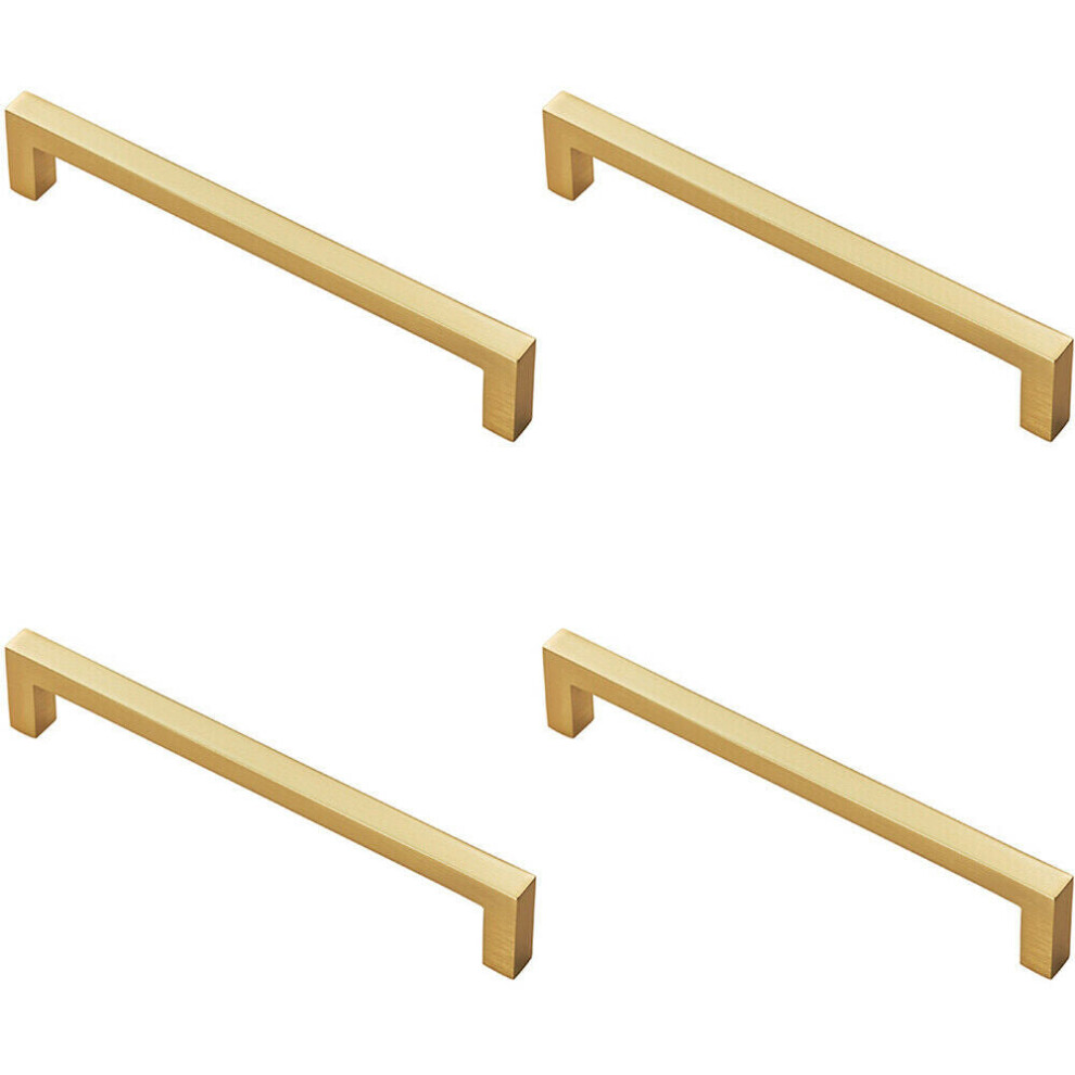 4X Square Block Pull Handle 170 X 10Mm 160Mm Fixing Centres Satin Brass 5056524202838