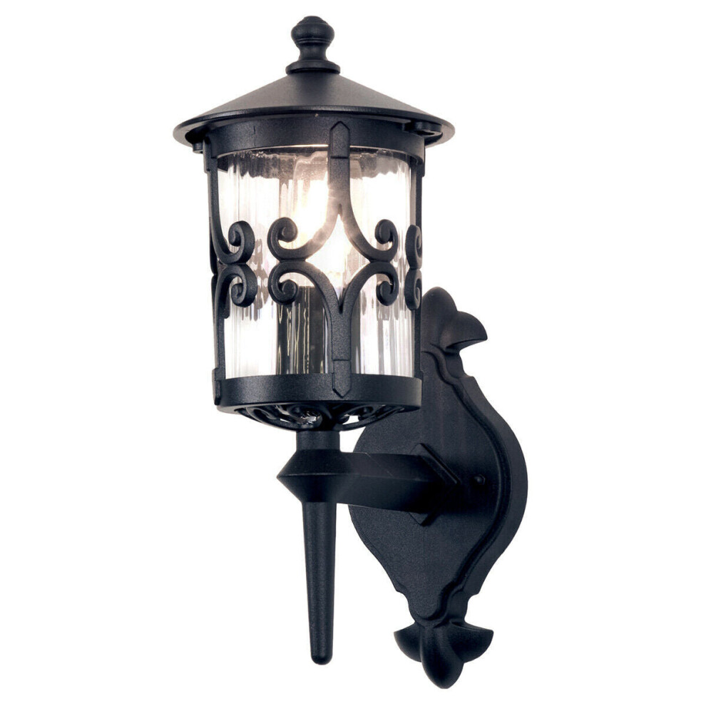 Loops Ip23 Wall Light Sconce Black Led E27 100W Bulb External D00192