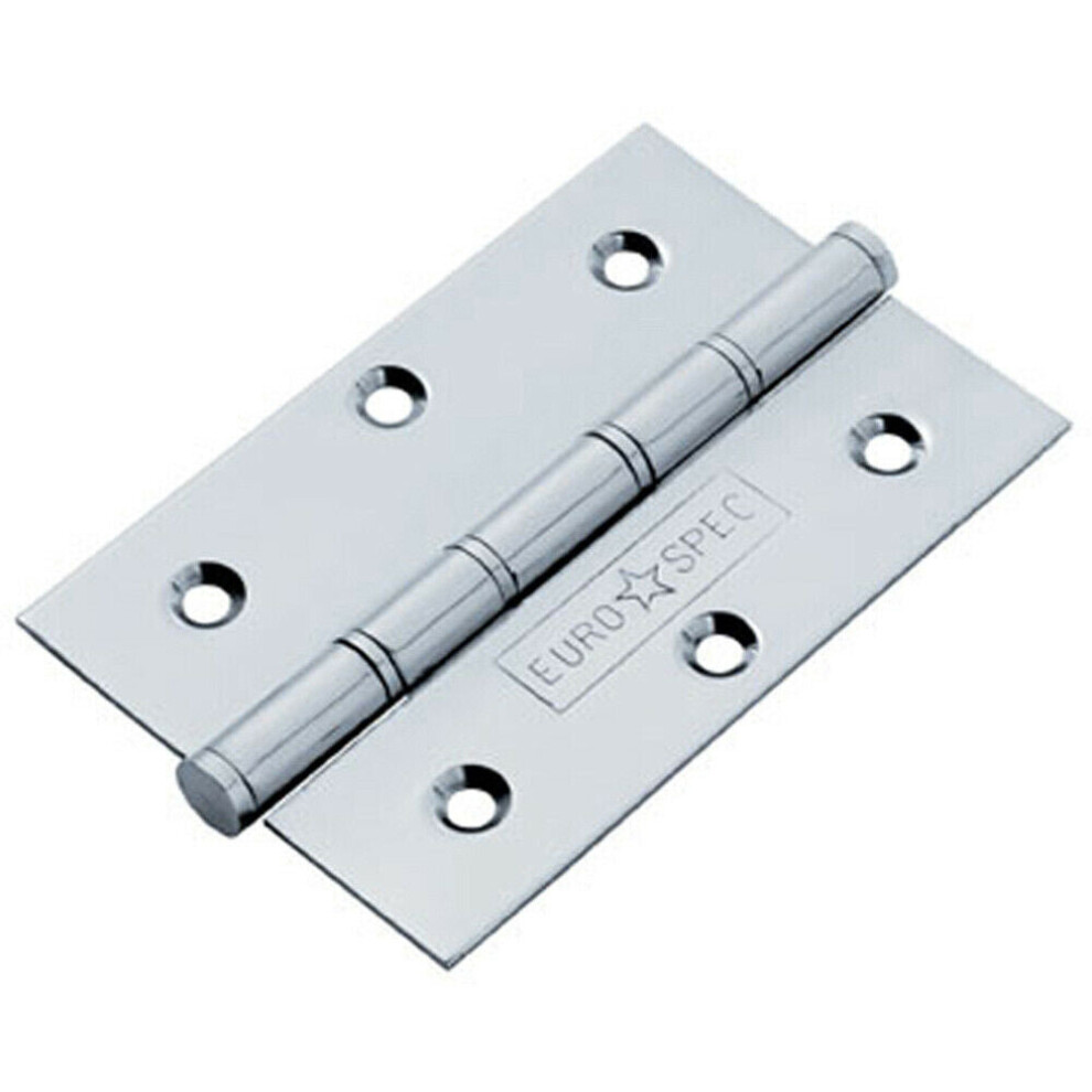 PAIR 76 x 51 x 1.5mm Brass Washered Butt Hinge Bright Stainless Steel