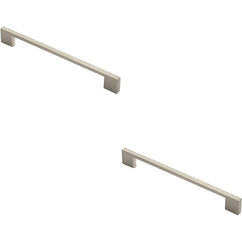 2X Slim D Shape Pull Handle 220 X 8.5Mm 192Mm Fixing Centres Satin Nickel 5056492588057