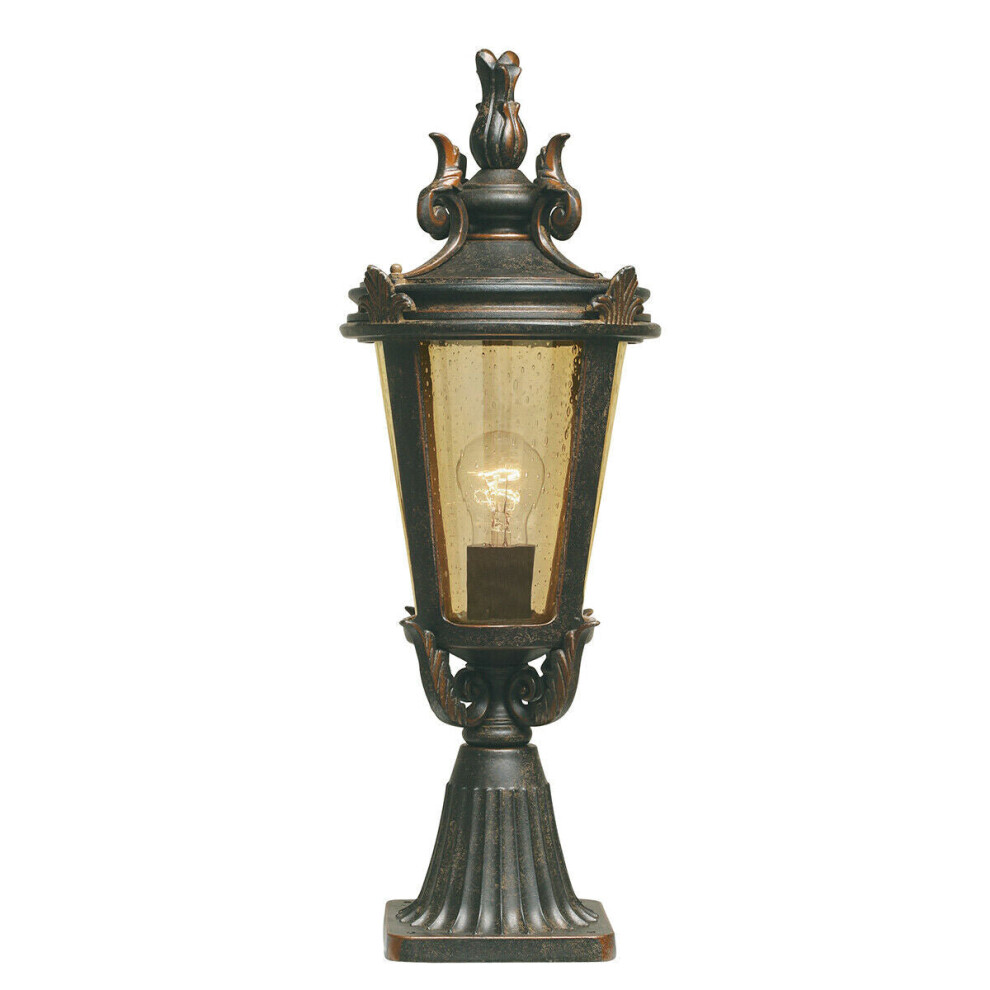 Loops Outdoor Ip44 1 Bulb Wall Ground Pedestal Weathered Led E27 100W Bronze