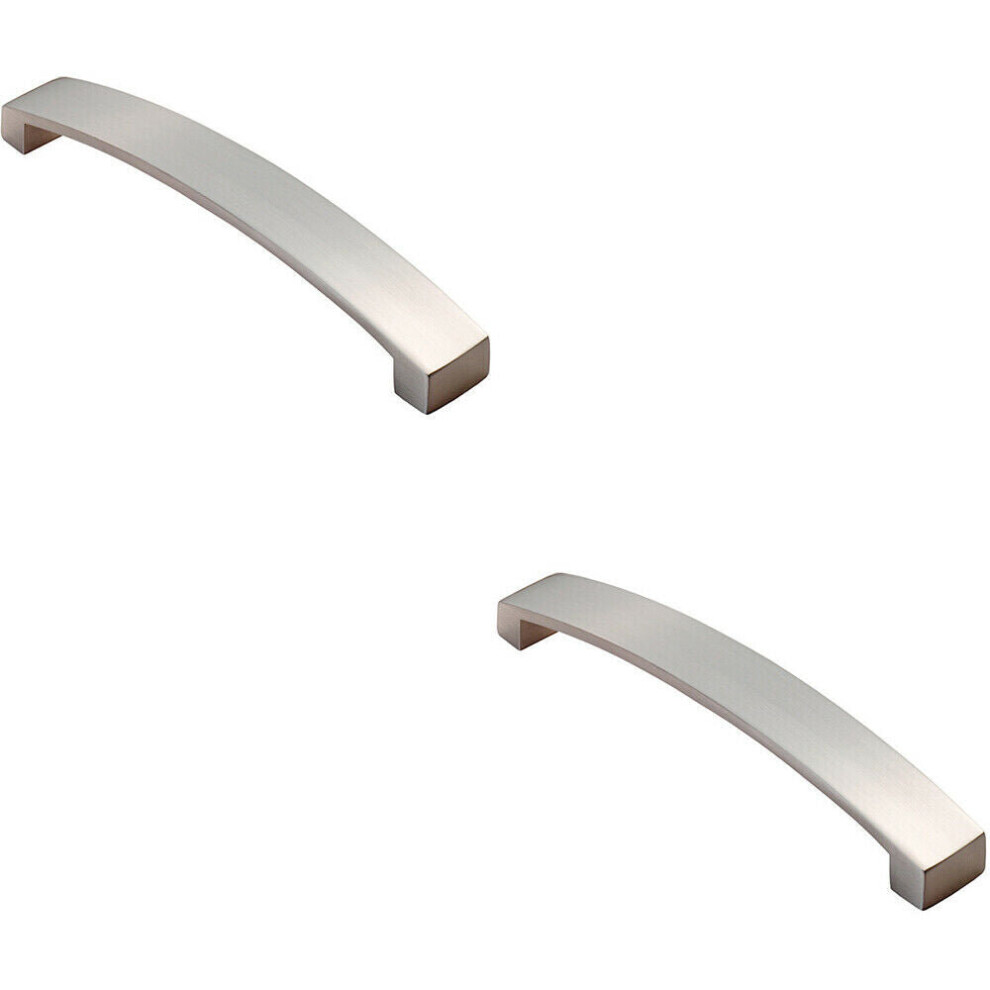 2X Flat Curved Bow Pull Handle 238 X 25Mm 224Mm Fixing Centres Satin Nickel 5056492588385