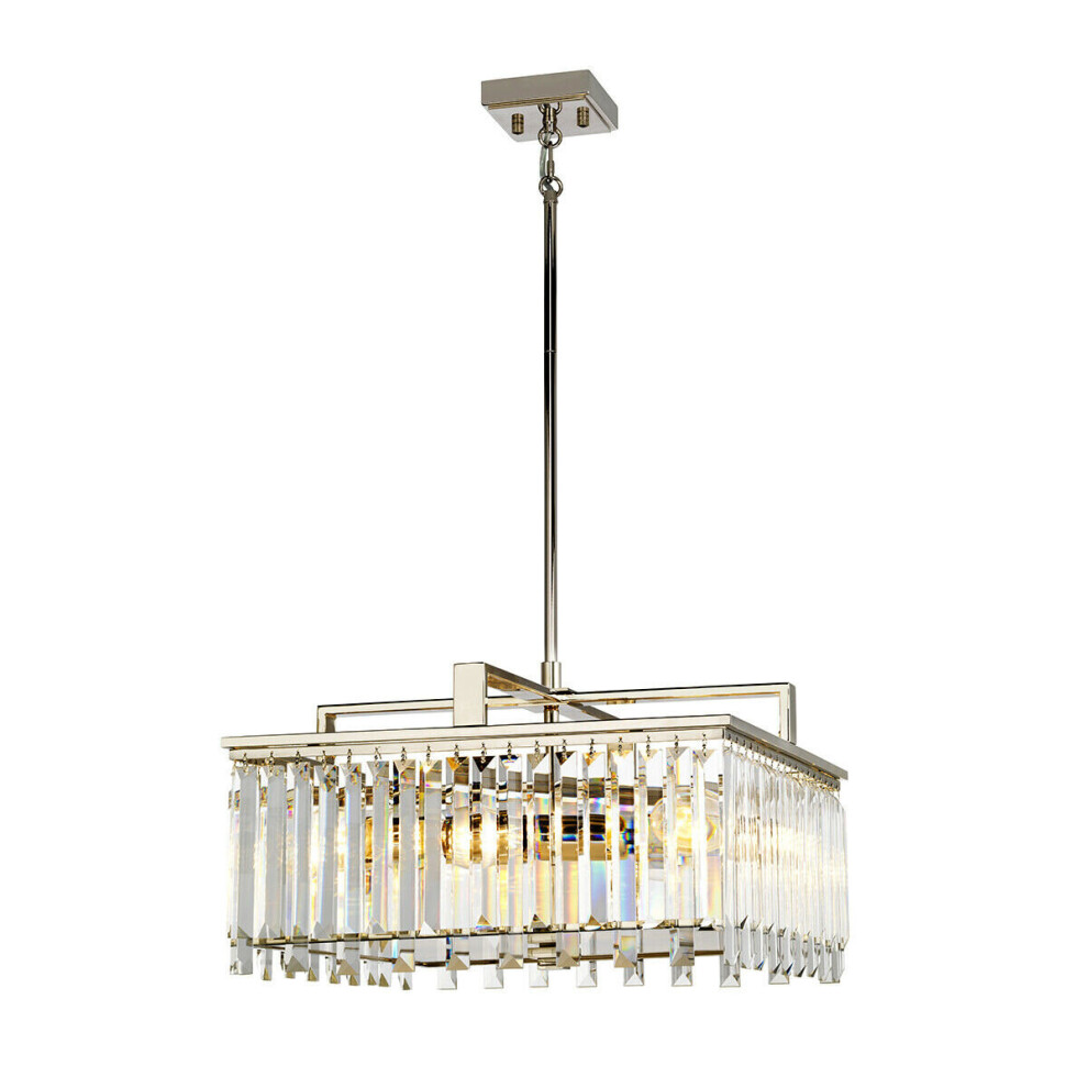 Loops 4 Bulb Chandelier Light Cut Glass Crystals Highly Polished Nickel Led E27 60W