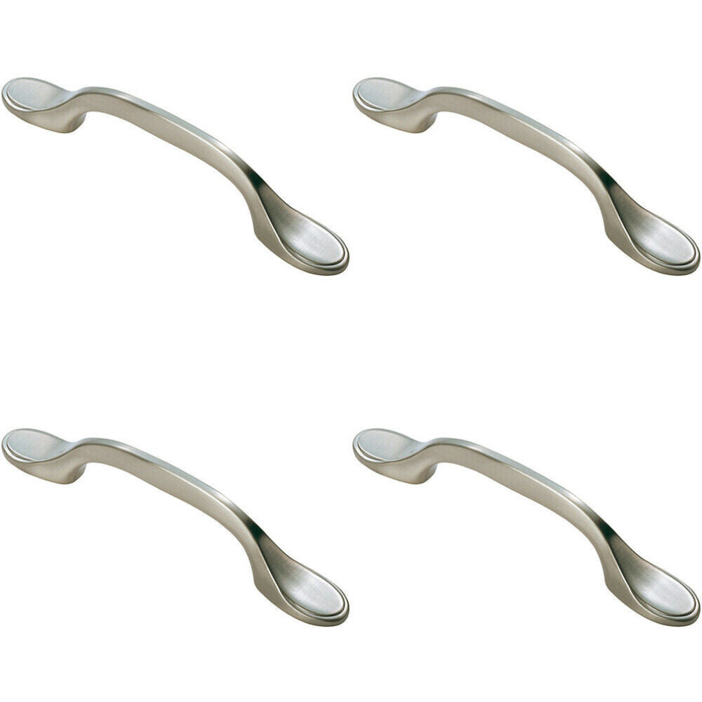 4x 128mm Shaker Style Cabinet Pull Handle 76mm Fixing Centres Satin Nickel