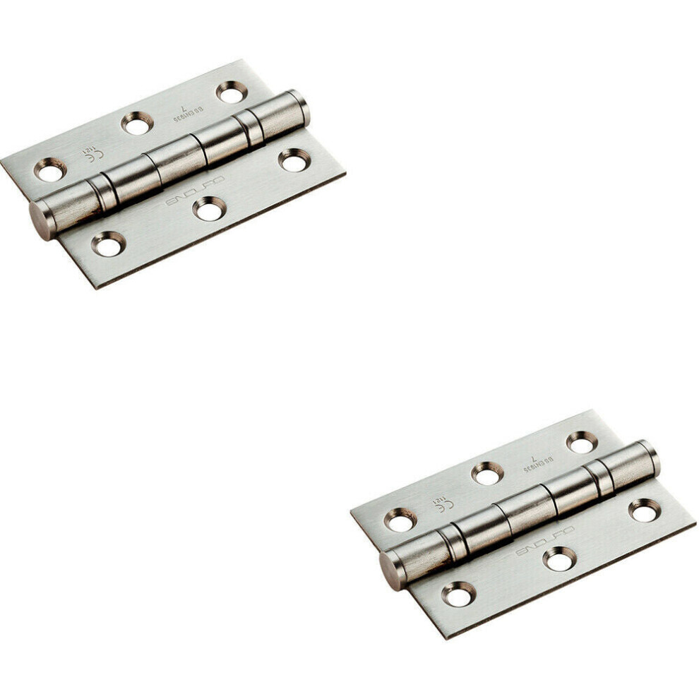 2X Pair 76 X 51 X 2Mm 7 Ball Bearing Hinge Satin Stainless Steel Interior Door 5056492588170