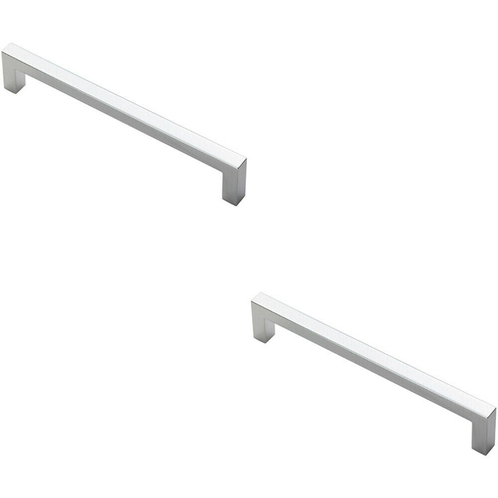 2X Square Block Pull Handle 170 X 10Mm 160Mm Fixing Centres Polished Chrome 5056492588118