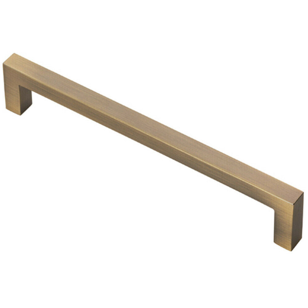 Loops Square Block Pull Handle 170 X 10Mm 160Mm Fixing Centres Antique Brass