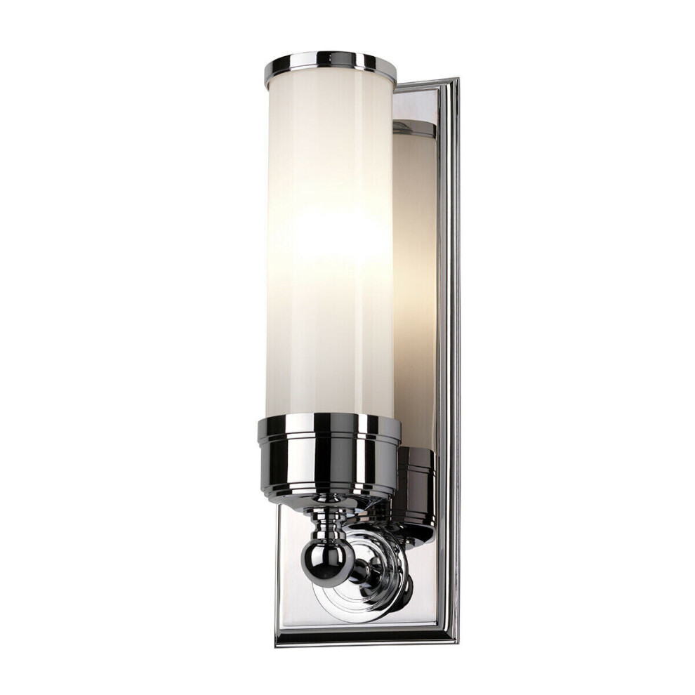 Loops Ip44 Wall Light Ribbed Opaque Glass Shade Polished Chrome Led G9 3.5W D00170