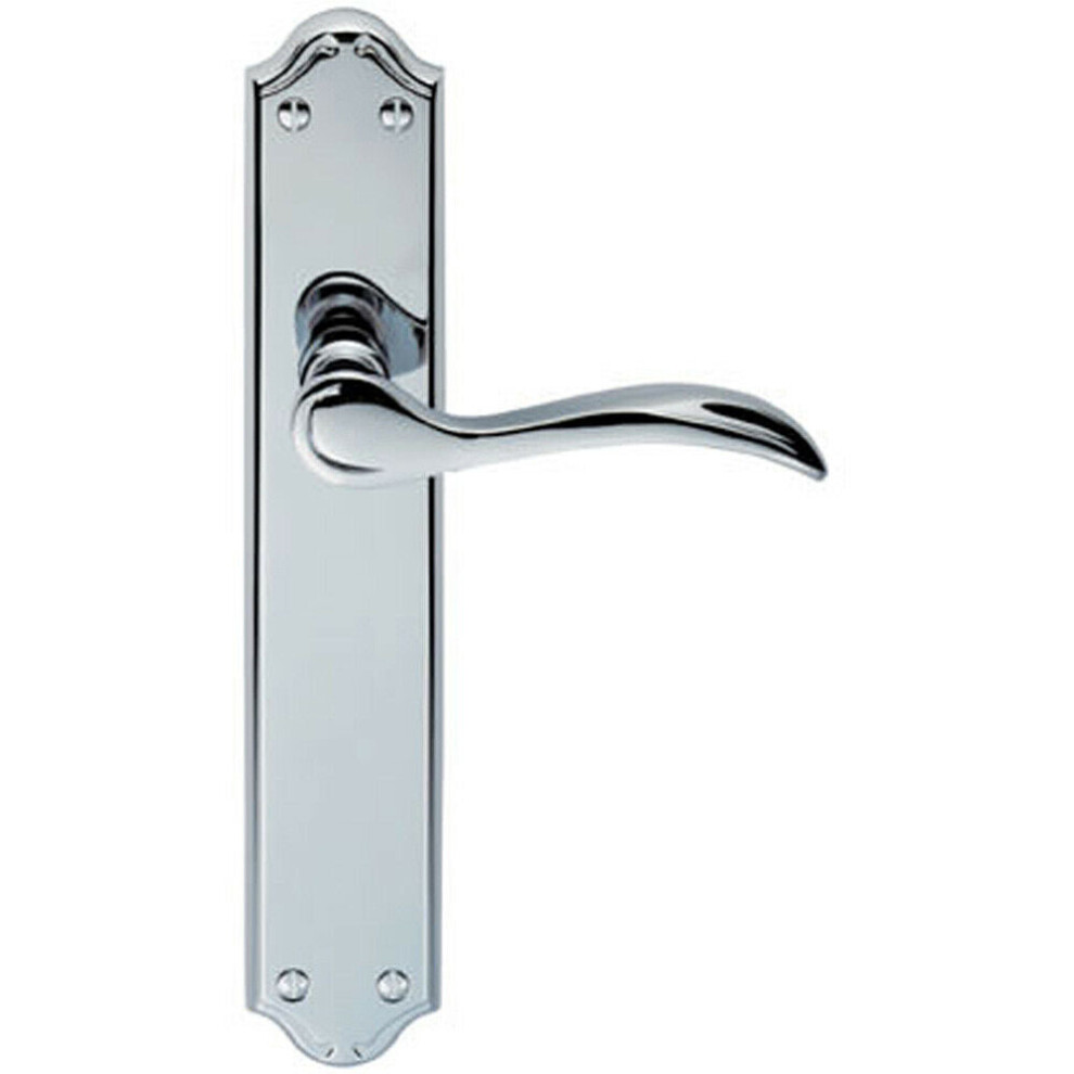 Loops Pair Curved Handle On Long Latch Backplate 245 X 45Mm Polished Chrome