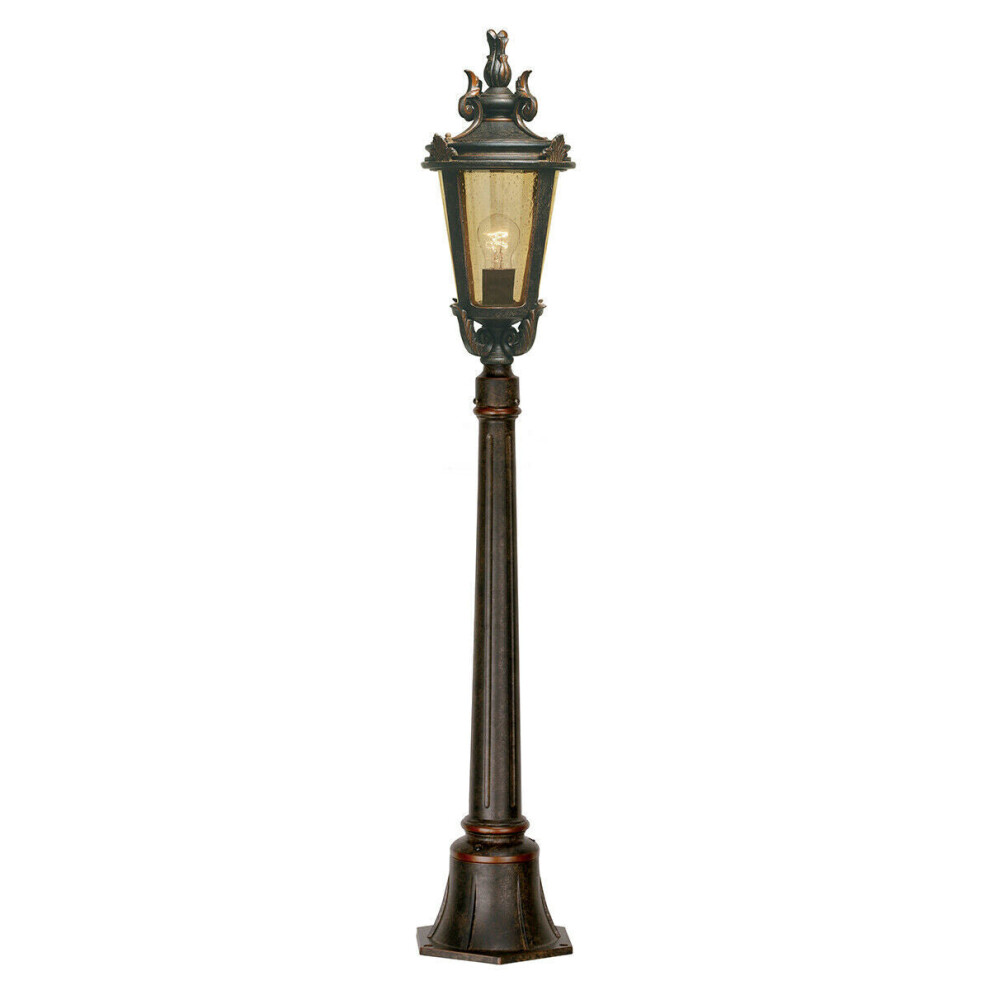 Loops Outdoor Ip44 1 Bulb Short Mini Lamp Post Pillar Weathered Led E27 100W Bronze