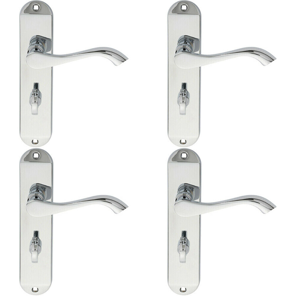 Loops 4X Pair Curved Lever On Chamfered Bathroom Backplate 180 X 40Mm Polished Chrome