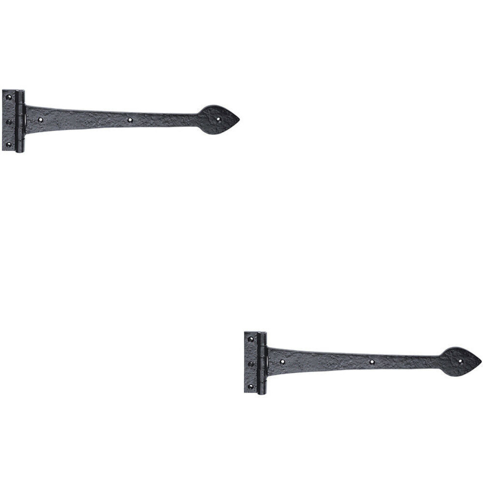 2x PAIR 380 x 102mm Ornate T Hinge Black Antique Internal Decorative Door Hinge