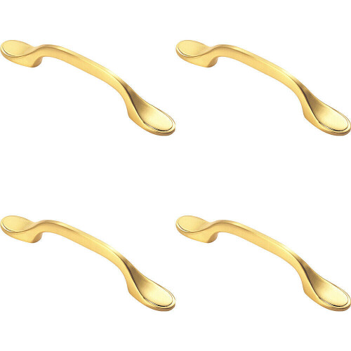 Loops 4x 128mm Shaker Style Cabinet Pull Handle 76mm Fixing Centres Satin Brass