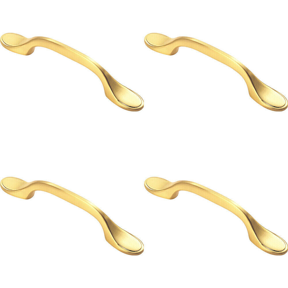 Loops 4X 128Mm Shaker Style Cabinet Pull Handle 76Mm Fixing Centres Satin Brass