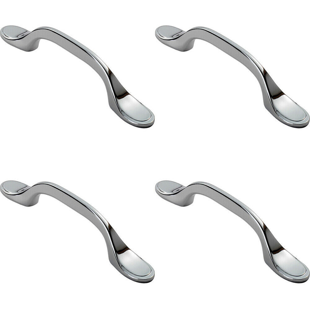 4X 128Mm Shaker Style Cabinet Pull Handle 76Mm Fixing Centres Polished Chrome 5056524202999