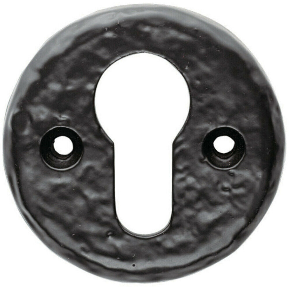 52mm Euro Profile Round Escutcheon Traditional Design Black Antique