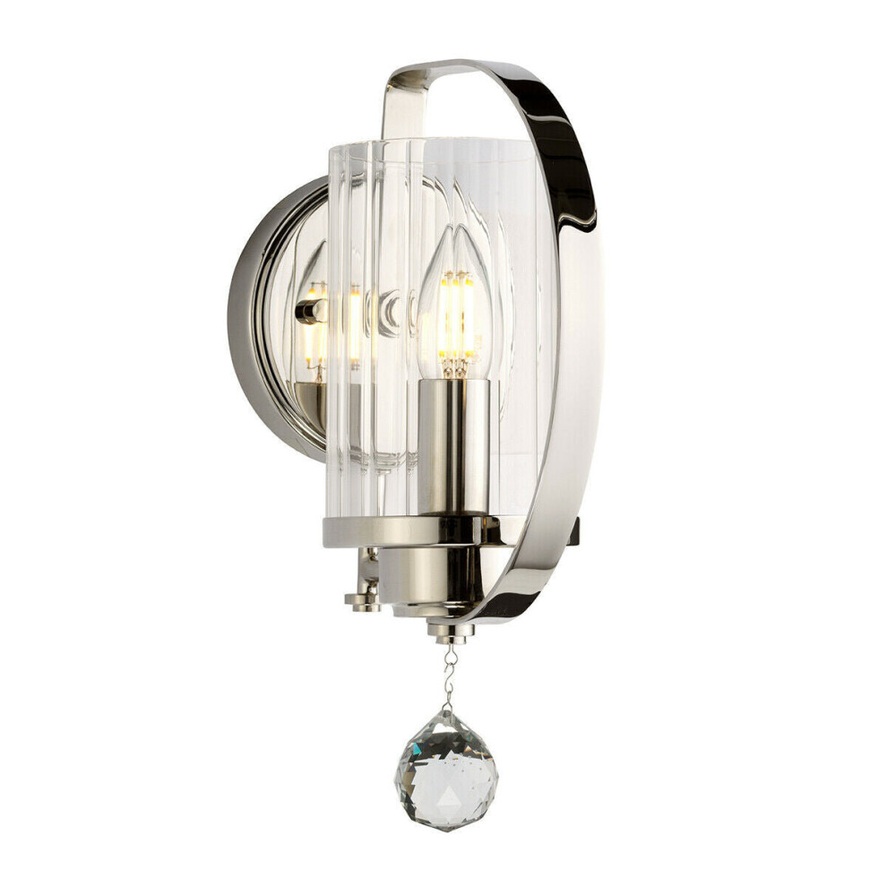 Loops Wall Light Sconce Highly Polished Nickel Finish Plated Led E14 60W Bulb