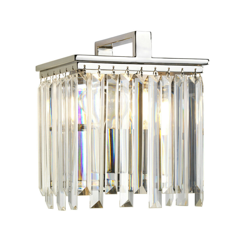Loops Wall Light Cut Glass Crystals Opal Highly Polished Nickel Led E27 60W