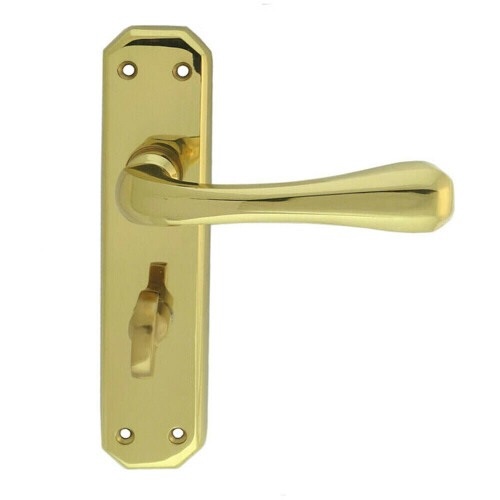 Loops PAIR Heavy Duty Lever on Angular Bathroom Backplate 180 x 40mm Polished Brass