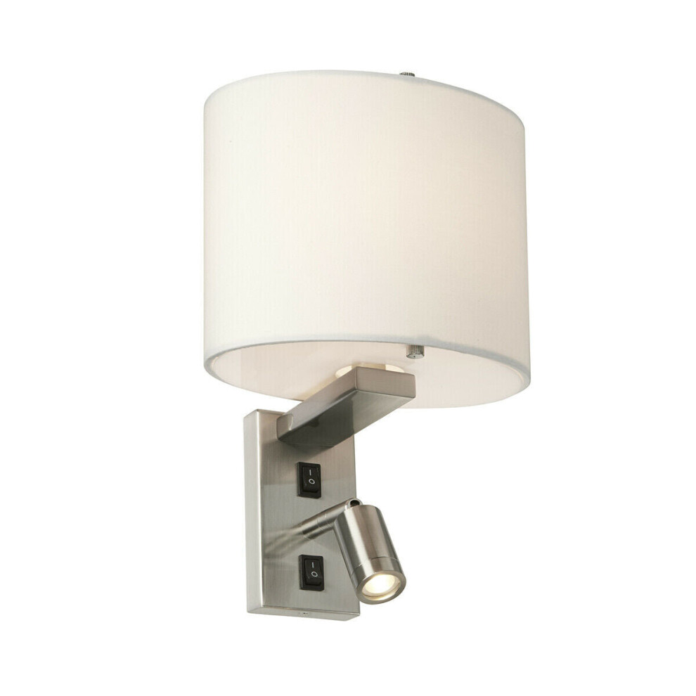 Loops Twin Wall Light Directional Led Spotlights White Round Shade Nickel Led E14 40W